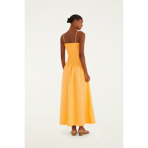 NWT Farm Rio Gathered Drop Waist Maxi Dress Size S Orange Cotton - Picture 3 of 15